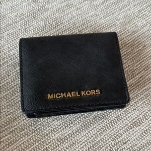 Michael Kors Black Key Card Holder with Gold Accents